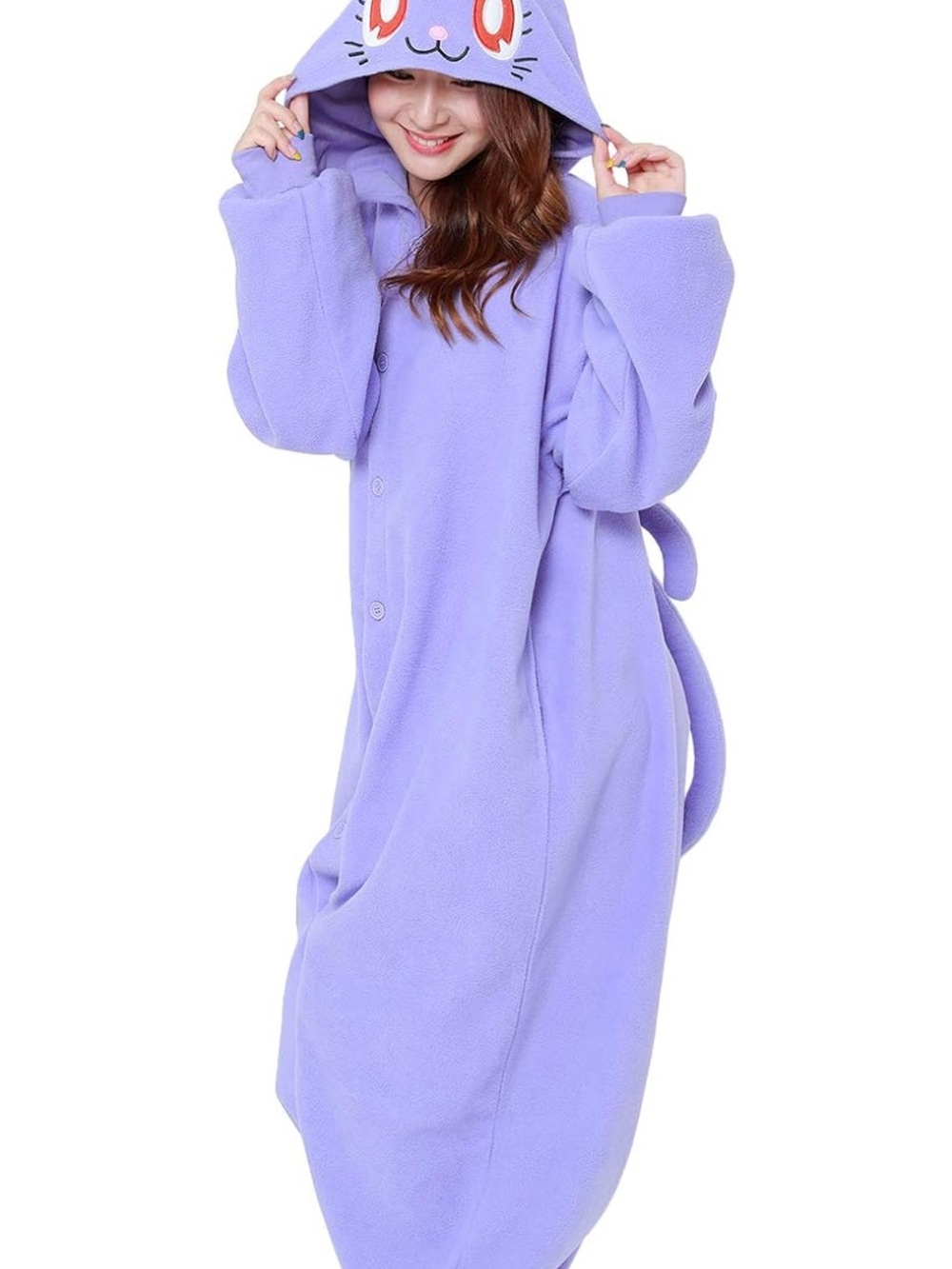 Purple Plush Cat Hooded Onesie - Women's Cozy Sleepwear Luna sailor moon